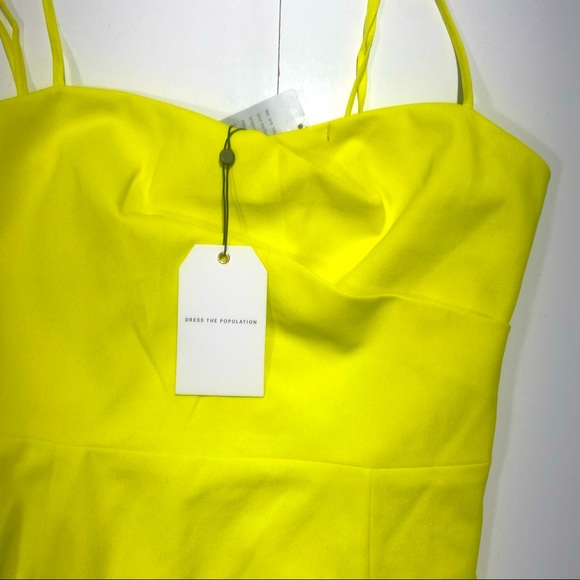 Dress the Population Alana Bodycon Midi Dress InThe Color Lemongrass NWT L *Flaw - Picture 7 of 15